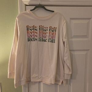 Lane Bryant Cream Top with Multicolor Fall Print